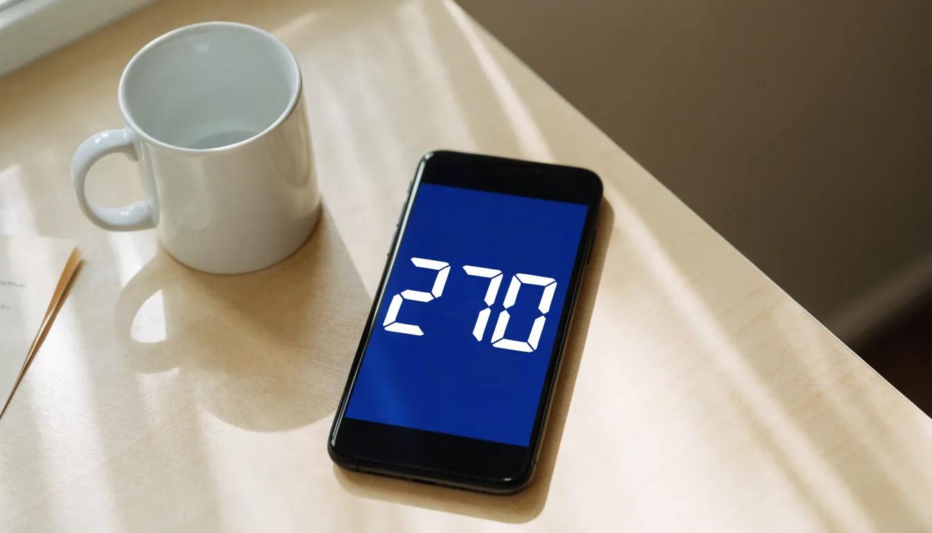 Un documento di identità appoggiato accanto a uno smartphone con un timer sullo schermo, su un tavolo da cucina